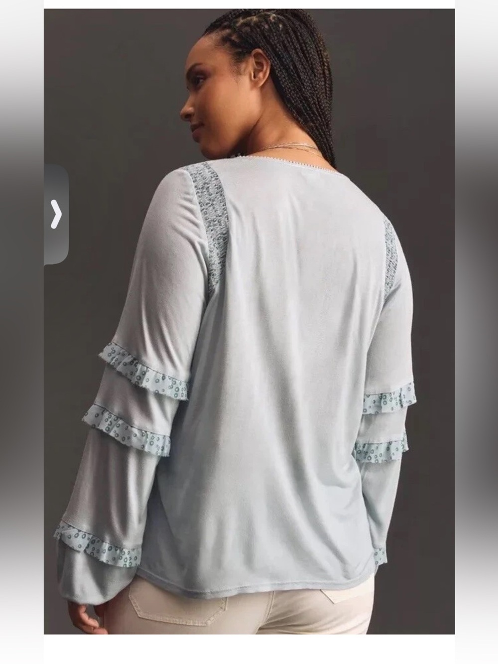 Anthropologie Tiny Frances V-Neck Long Sleeve Ruffled Top Size L - Picture 2 of 14